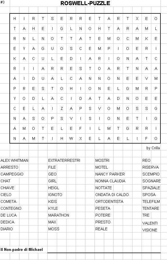 Schema del gioco Crucipuzzle n.3