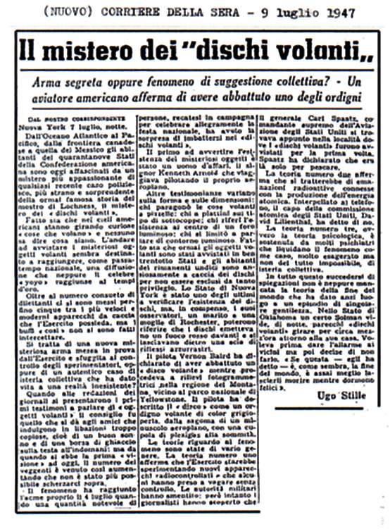 Articolo di Ugo Stille tratto dal Corriere della Sera del 9 luglio 1947 (cliccare per ingrandire l'immagine!)